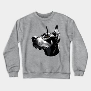 Stunning and Cool Doberman Pinscher Monochrome and Gold Portrait for Father's Day Crewneck Sweatshirt